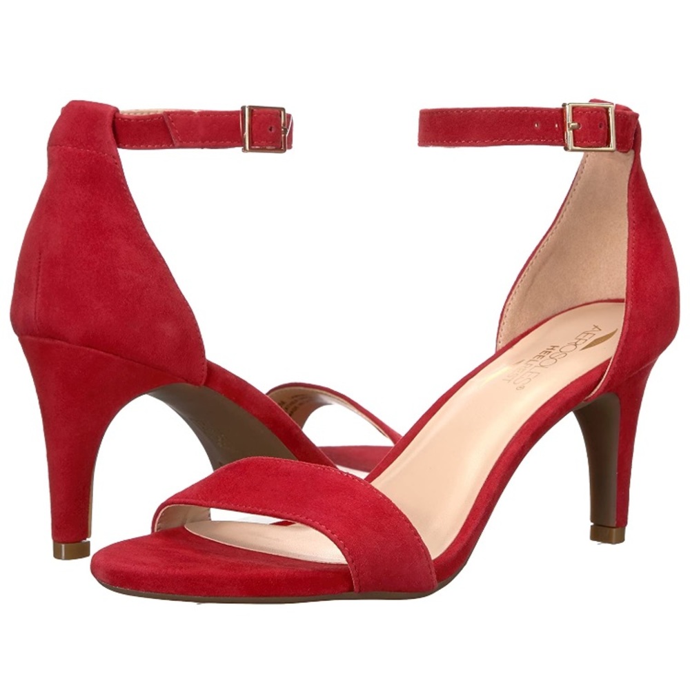 Laminate aerosoles three inch ankle strap sandals